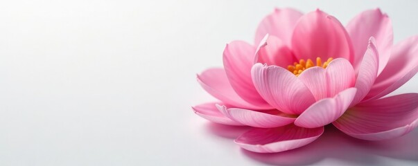 Fototapeta premium Delicate flower petals unfolding on white background, elegant, natural, garden