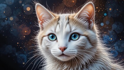 portrait of a cat with blue eyes