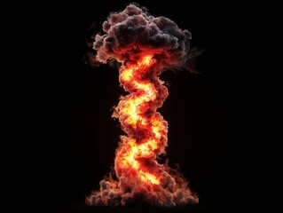 Spiral Explosion Cloud Tower with Fiery Orange Flames