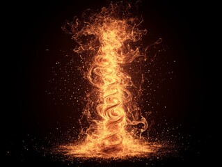 Intense Scorching Pillar of Fire Ejecting Fiery Flames and Sparks