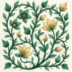 abstract watercolor floral background with flowers and leaves