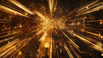 Golden Light Streaks Exploding From Central Point