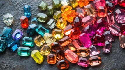 Luxury gemstone trading table with vibrant tourmalines and valuation notes.