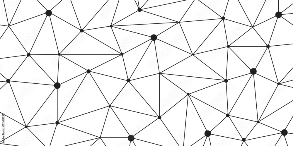 Leinwandbilder Abstract geometric background with connecting dots and lines with low poly triangle shapes. Polygonal Mesh Background Vector design digital technology concept Global network connection data structure.