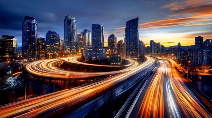 Fototapeta premium Mesmerizing view of the city, at night . Big city lights concept.