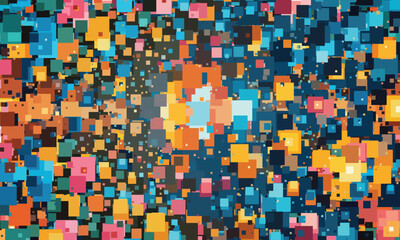 Vibrant Geometric Abstract Background with Colorful Pixelated Squares and unique in Dynamic Pattern