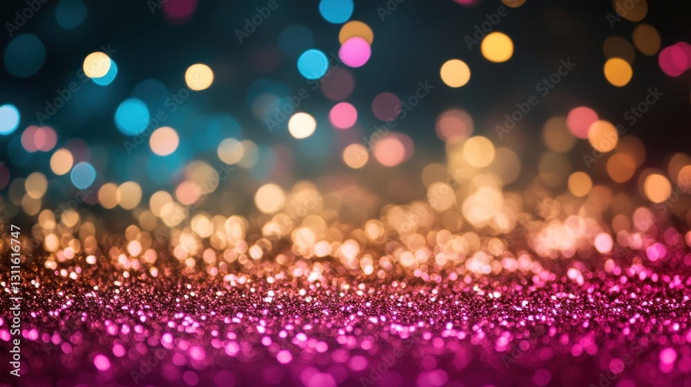 Poster colorful bokeh lights create a magical background for celebrations and events during nighttime festi