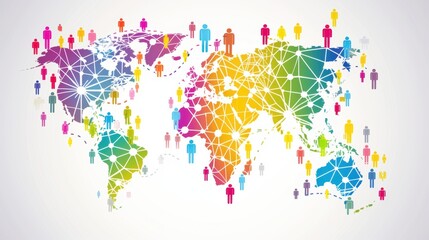 Fototapeta premium Vibrant Network Adorning a Pure White Global Communication Banner