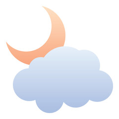 Gradient color icon, illustration for Weather, cloud, moon, night.