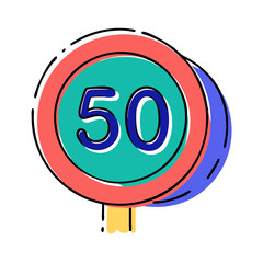 Speed limit sign for road travel and traffic control