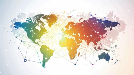 Obraz premium Vibrant Network Adorning a Pure White Global Communication Banner