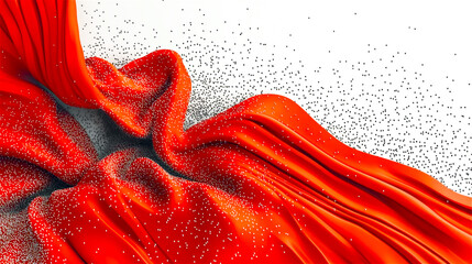A vibrant red color swirls the abstract on a white background. Geometric wallpaper. Generative AI.