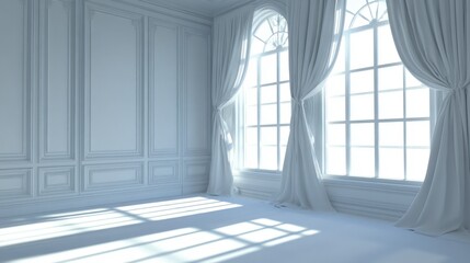 Obraz premium A white wardrobe with natural light streaming in, creating a soft ambiance.