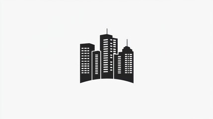 Obraz premium Silhouette of city buildings, urban scene, simple design, potential stock photo use