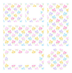 Set of ditzy floral banners. Collection of spring floral abstract patterns in liberty style. Floral frames for photos, collages. Perfect for textiles, covers, surfaces, clothing prints, banner, poster