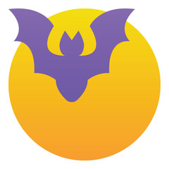 Gradient color icon, illustration for Halloween, bat, vampire, moon, night.