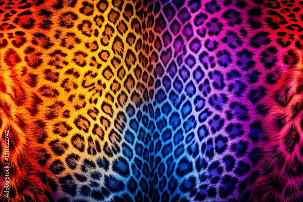 Poster surreal leopard print gradient backdrop: abstract animal print texture for design