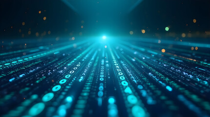 Blue Glowing Lines Digital Data Stream Binary Code Futuristic Technology Image
