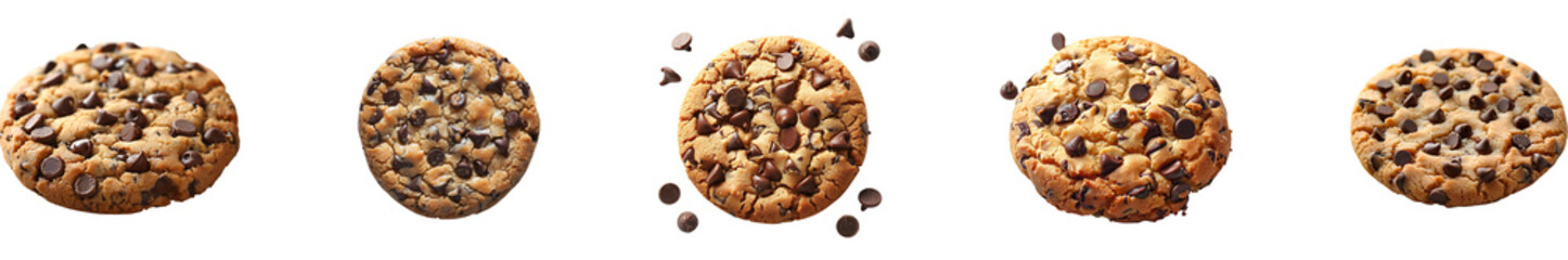 Chocolate cookie on transparent background collection set