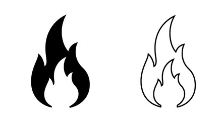 Burning Desire: A dynamic duo of flames, one a bold black silhouette, the other a delicate outline, symbolizing raw energy and transformation. A captivating visual representation of passion.