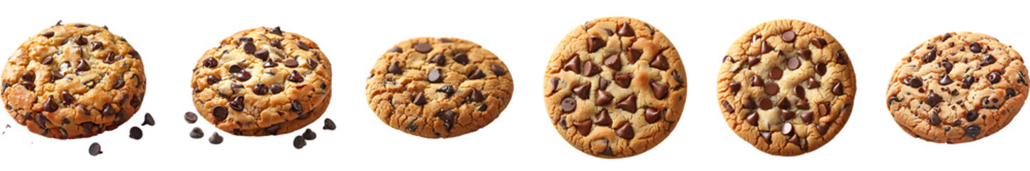 Chocolate cookie on transparent background collection set