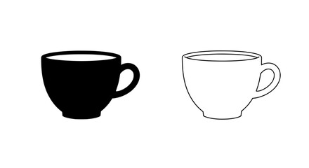 Contrasting Coffee Cups: A minimalist design showcases two coffee cups side-by-side: one a solid black silhouette, the other a clean outline, highlighting the elegance and simplicity of the vessels.