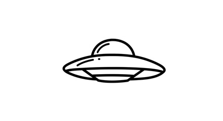Mysterious Encounter: A minimalistic illustration of a classic flying saucer, isolated, suggesting concepts of the unknown and extraterrestrial life.