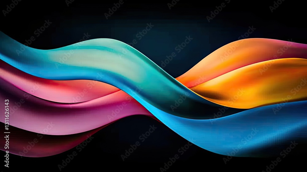 Poster aurora borealis northern lights concept. colorful abstract waves create a dynamic and vibrant visual
