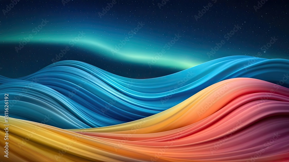 Poster aurora borealis northern lights concept. abstract waves with vibrant colors, blending and flowing se