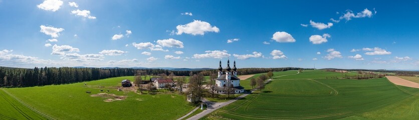 Aerial view of the Holy Trinity pilgrimage chapel near Münchenreuth in the Upper Palatinate