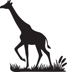 Black Silhouette Giraffe Illustration Vector Clipart Logo Style