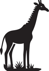 Black Silhouette Giraffe Illustration Vector Clipart Logo Style