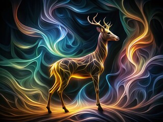 Surreal Organic Animal Silhouettes: Line Art Texture Background