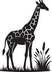 Naklejka premium Black Silhouette Giraffe Illustration Vector Clipart Logo Style
