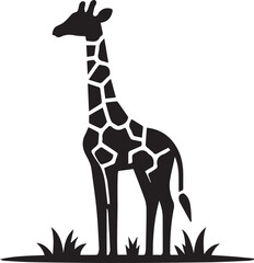 Black Silhouette Giraffe Illustration Vector Clipart Logo Style
