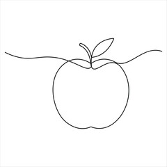 Single continuous line drawing of apple fruit Minimalist style apple fruit line art design vector illustration