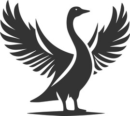 A goose spreading its wings wide animal vector