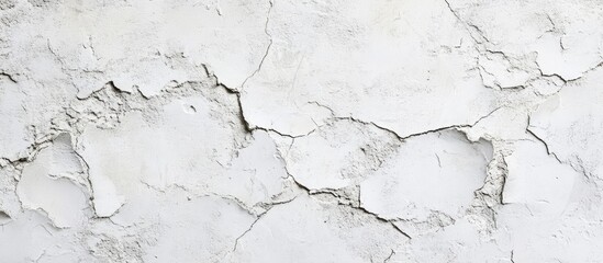 Cracked white cement wall texture exhibiting rough and aged surfaces with visible grunge marks and streaks on a light background for design use