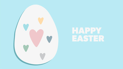 Happy Easter. Easter egg with hand drawn hearts. Festive banner for Easter holiday greetings and invitations. Vector illustration. © DmVector