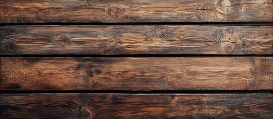 Naklejka premium Textured brown wooden boards with a warm hue arranged horizontally, showcasing natural grain patterns and a rustic aesthetic, ideal for backgrounds.