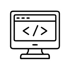 coding terminal icon, coding terminal line art - simple line art of coding terminal, perfect for coding terminal logos and icons