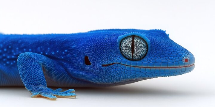 Side view of a Electric blue gecko, Lygodactylus williamsi , isolated on white background, 