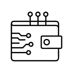 digital wallet icon, digital wallet line art - simple line art of digital wallet, perfect for digital wallet logos and icons