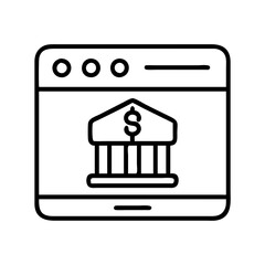 online banking icon, online banking line art - simple line art of online banking, perfect for online banking logos and icons