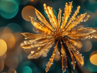 Dew-kissed flower, bokeh background, autumn, nature macro