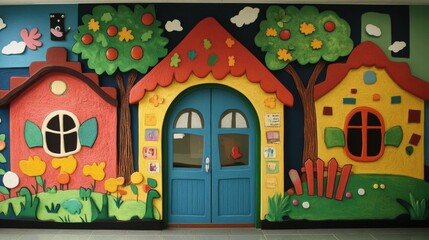 Obraz premium Kindergarten Ecole. Porte Manteaux for French Maternelle Classroom
