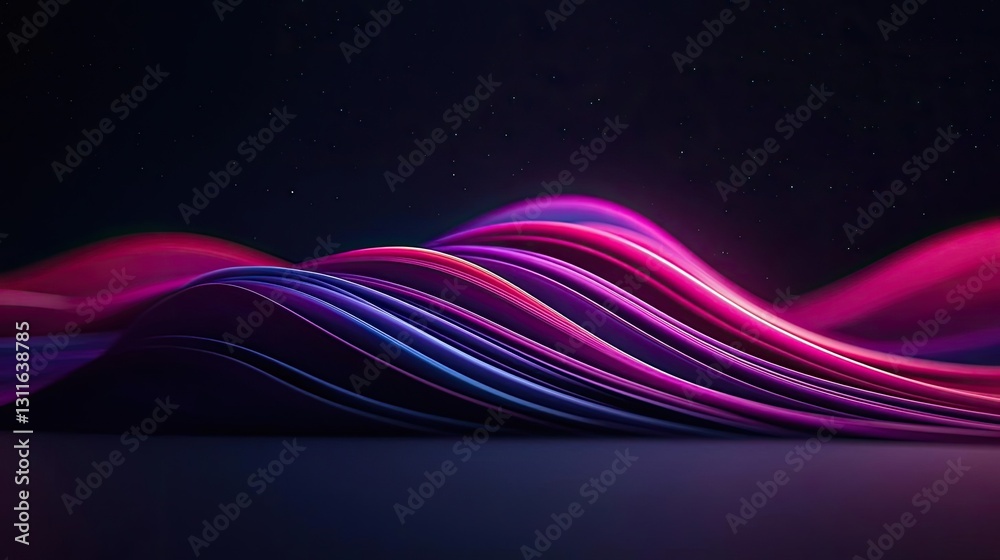 Poster aurora borealis northern lights concept. vibrant abstract waves in pink and blue creating a mesmeriz