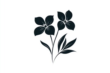 Elegant black flower silhouette design, isolated on white background, ideal for invitations