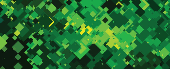 Intricate Green and Yellow Pixel Art Background with Geometric Blocks