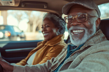 Elderly man driving his car safely